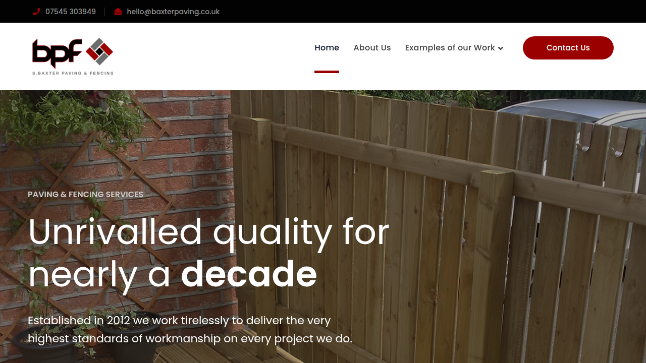 Baxter Paving website